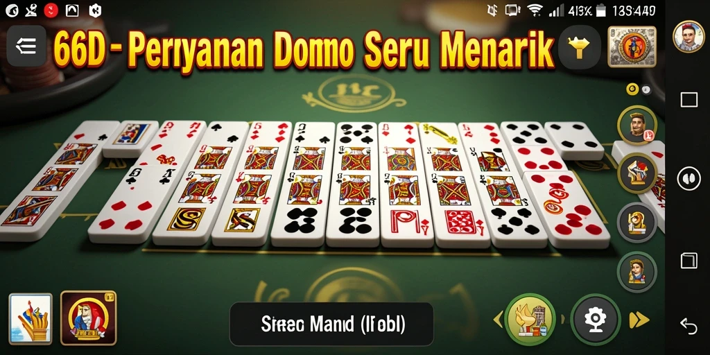Gameplay seru dalam aplikasi Domino 66D dengan berbagai mode.
