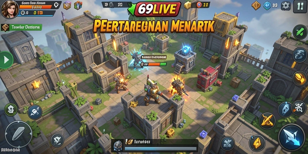 Tampilan gameplay Tower Defense yang seru dan menarik dari 69LIVE.