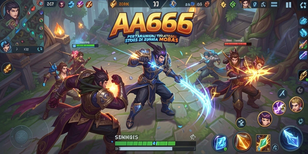 Tampilan gameplay menarik dan kompetitif AA666 di arena MOBA.