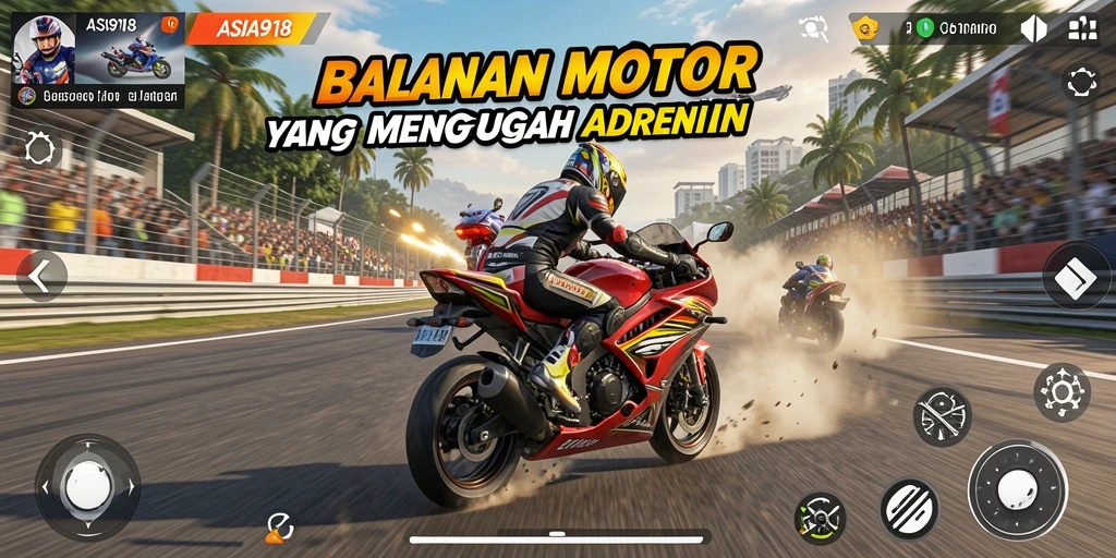 Tampilan gameplay ASIA918 dengan balapan motor yang mendebarkan.