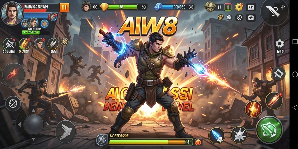 Gameplay mendebarkan dalam AW8 dengan aksi yang intens.