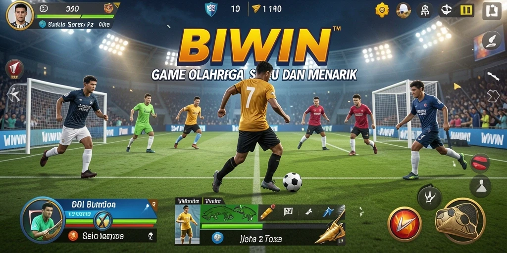 Tampilan gameplay seru di BIWIN dengan aksi olahraga mendebarkan.