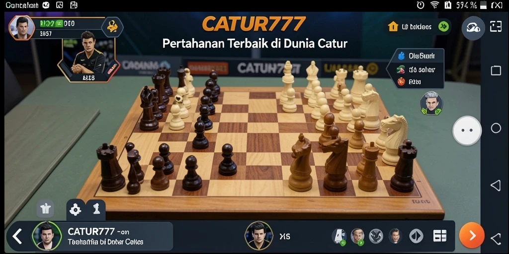Screenshot gameplay yang menunjukkan pertempuran strategis di CATUR777.