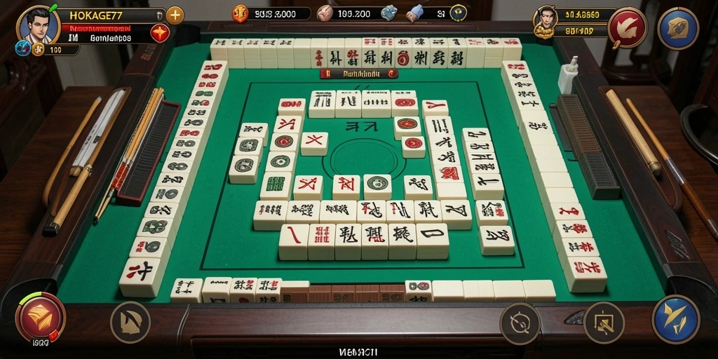 Screenshot utama HOKAGE77 menampilkan gameplay Mahjong yang seru dan interaktif.