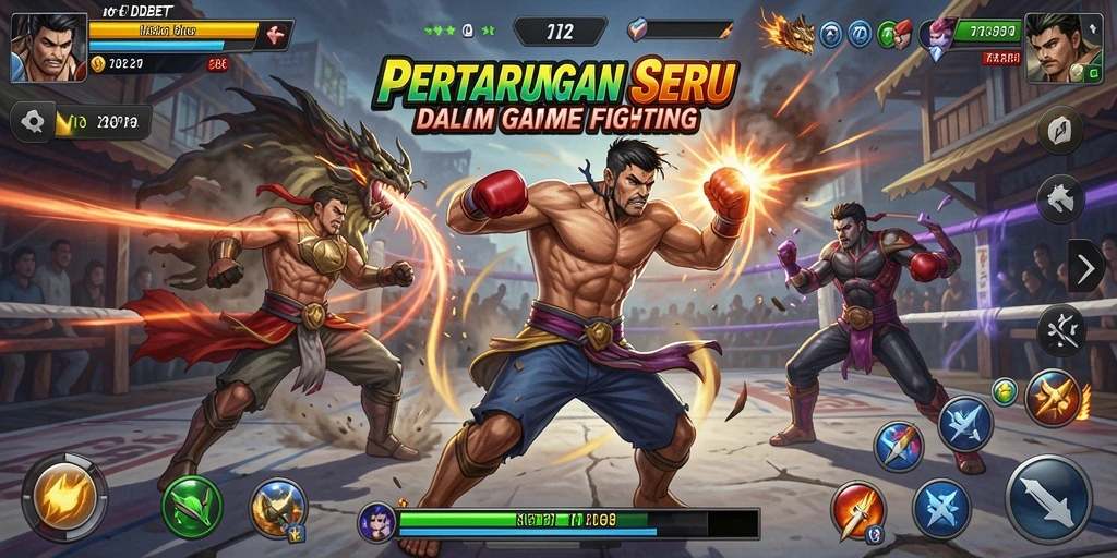 Screenshot gameplay IDEBET menunjukkan pertarungan yang mendebarkan dan karakter yang dinamis.
