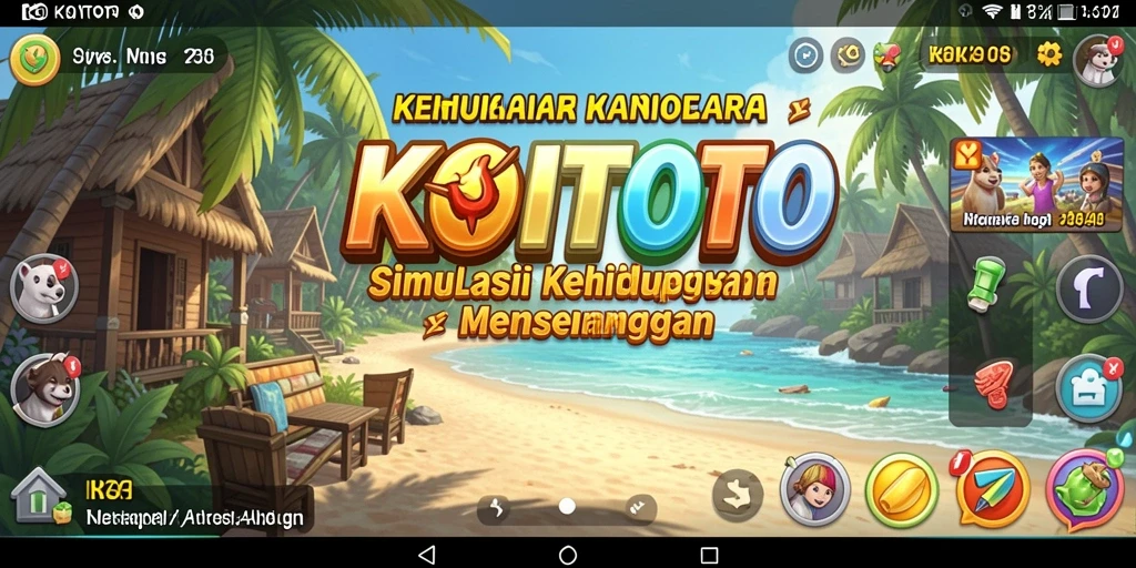 Screenshot utama KOITOTO menunjukkan gameplay simulasi yang mendalam.