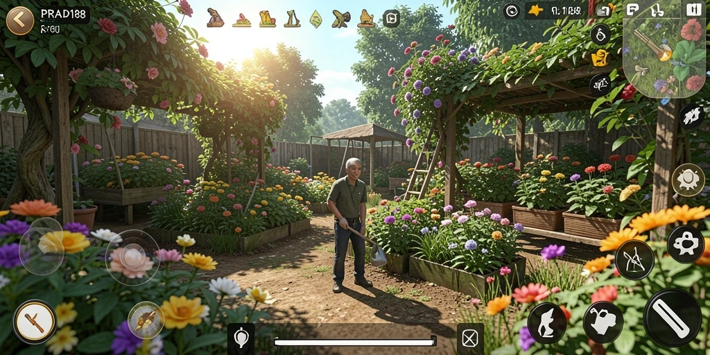 Tampilan seru saat berkebun di PRADA188 dengan tanaman subur.
