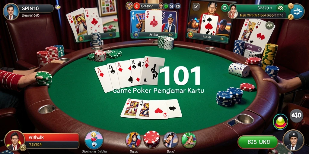 Tangkapan layar gameplay <strong>SPIN101</strong> menampilkan keseruan permainan poker yang intens.