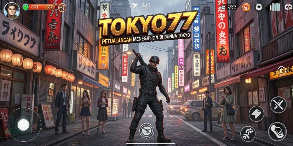 Tampilan permainan TOKYO77 yang penuh aksi dan petualangan seru di Tokyo.